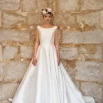 robe de mariee retro chic-annee50-trapeze-coupealine-elegant-audrey-alesandraparis