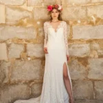 Robe de mariage boho chic champêtre dentelle manches longues Alesandra Paris robe Valentina