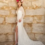 Robe de mariage boho chic champêtre dentelle manches longues Alesandra Paris robe Valentina