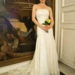 Robe de mariée dentelle vintage romantique avec traîne annee 30 ISABELLE Alesandra Paris