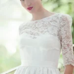 Robe de mariée vintage année 50 courte avec haut dentelle MANON alesandra paris