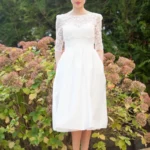 Robe de mariée vintage année 50 courte avec haut dentelle MANON alesandra paris
