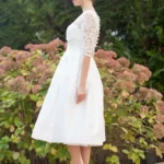 Robe de mariée vintage année 50 courte avec haut dentelle MANON alesandra paris