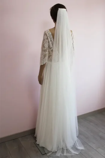 Voile de mariage plumetis à pois longue alesandra paris