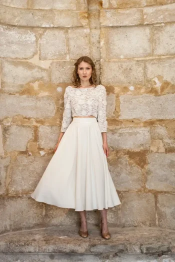 Robe de mariée courte deux pièces rétro chic DAISY & RUTH Alesandra Paris