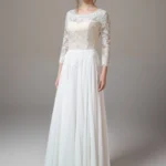 Robe de mariée dos nu bohème fluide dentelle avec manches longues alesandra paris robe SOFIA